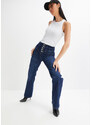bonprix Zvonové džíny s vysokým pasem, z recyklovaného polyesteru Modrá