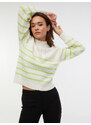Orsay Zeleno-biely dámsky pruhovaný sveter s prímesou vlny - Dámské