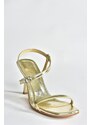 Fox Shoes Women's Gold Heeled Shoes with a Thin Band