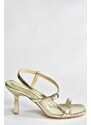Fox Shoes Women's Gold Heeled Shoes with a Thin Band