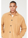 AC&Co / Altınyıldız Classics Men's Caramel Oversize Loose Fit Classic Collar Anti-Pilling Winter Comfortable Fleece Shirt.