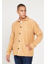 AC&Co / Altınyıldız Classics Men's Caramel Oversize Loose Fit Classic Collar Anti-Pilling Winter Comfortable Fleece Shirt.