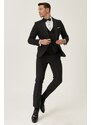 ALTINYILDIZ CLASSICS Men's Black Extra Slim Fit Slim Fit Vest Patterned Tuxedo Tuxedo