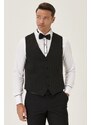 ALTINYILDIZ CLASSICS Men's Black Extra Slim Fit Slim Fit Vest Patterned Tuxedo Tuxedo