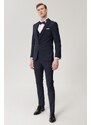 ALTINYILDIZ CLASSICS Men's Navy Blue Extra Slim Fit Tuxedo Groom Suit with Vest