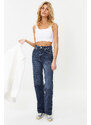 Trendyol Dark Blue Normal Waist Wide Leg Jeans