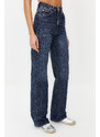 Trendyol Dark Blue Normal Waist Wide Leg Jeans