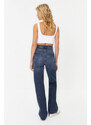 Trendyol Dark Blue Normal Waist Wide Leg Jeans