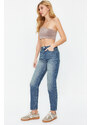 Trendyol Blue Faded Effect Vintage High Waist Slim Mom Jeans