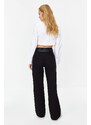 Trendyol Black Belt Detailed High Waist Wide Leg Jeans