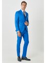 ALTINYILDIZ CLASSICS Men's Sax-Blue Extra Slim Fit Slim Fit Slim Fit Monocollar Pick Patterned Vest Suit.