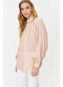 Trendyol Powder Aerobin Pearl Detailed Stylish Woven Linen Look Tunic