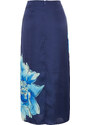 Trendyol Navy Blue Floral Satin Maxi Length Woven Skirt