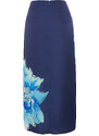 Trendyol Navy Blue Floral Satin Maxi Length Woven Skirt