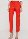 Kalhoty United Colors of Benetton dámské, oranžová barva, přiléhavé, high waist