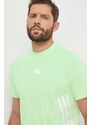 Bavlněné tričko adidas zelená barva, s potiskem, IX5193