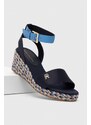 Sandály Tommy Hilfiger COLORFUL WEDGE SATIN SANDAL tmavomodrá barva, FW0FW07913