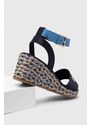 Sandály Tommy Hilfiger COLORFUL WEDGE SATIN SANDAL tmavomodrá barva, FW0FW07913