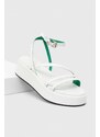 Kožené sandály Tommy Hilfiger TH STRAP PLATFORM dámské, bílá barva, na platformě, FW0FW07728
