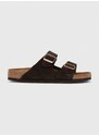 Semišové pantofle Birkenstock Arizona pánské, hnědá barva, 1027077