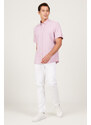 AC&Co / Altınyıldız Classics Men's Lilac Slim Fit Slim Fit Shirt with Hidden Buttons and Short Sleeves.