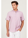 AC&Co / Altınyıldız Classics Men's Lilac Slim Fit Slim Fit Shirt with Hidden Buttons and Short Sleeves.