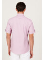 AC&Co / Altınyıldız Classics Men's Lilac Slim Fit Slim Fit Shirt with Hidden Buttons and Short Sleeves.