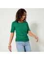 Blancheporte Jednobarevný pulovr s krátkými rukávy zelená 34/36