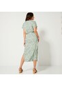 Blancheporte Rovné midi šaty s potiskem zelená/bílá 40