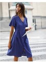Blancheporte Rozšířené jednobarevné šaty na knoflíčky tmavě modrá 46