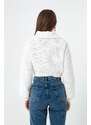 Lafaba Women's White Zippered Crop Sweater