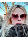 Camerazar Dámské sluneční brýle bez obrouček s kočičími čočkami, šedé/růžové/světle hnědé, kov, UV filtr 400 kat. 3