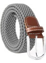 Camerazar Unisex elastický pletený pásek ke kalhotám, délka 109-120 cm, šířka 3,4 cm, polyester + umělé kůže