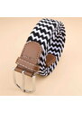 Camerazar Unisex elastický pletený popruh na kalhoty, délka 109-120 cm, šířka 3,4 cm, materiál polyester + umělé kůže