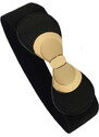 Camerazar Dámský elastický korzetový pás, černý, z kvalitní umělé kůže a gumy, 65-89 cm x 6 cm