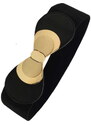 Camerazar Dámský elastický korzetový pás, černý, z kvalitní umělé kůže a gumy, 65-89 cm x 6 cm