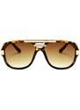 Camerazar Retro Pilotní Sluneční Brýle pro Muže, Zlatá Barva, UV Filtr 400 kat. 3, Velikost 54-65-15 mm