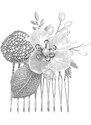 Camerazar Elegantní svatební hřeben se stříbrnými prvky, perly a květinou, 8x8 cm