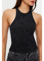 Trendyol Anthracite Pale Effect Fitted Halter Neck Ribbed Cotton Stretch Knit Undershirt