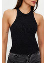 Trendyol Anthracite Pale Effect Fitted Halter Neck Ribbed Cotton Stretch Knit Undershirt