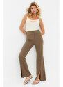 Trendyol Khaki Flare Slit Detail Woven Trousers