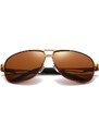 Camerazar Pánské hnědé polarizační sluneční brýle Retro styl - UV 400 ochrana, zlatý kovový rám, velikost 60-20-137 mm