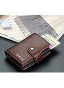 Camerazar Pánská Mini Peněženka Organizér na Karty, Tmavě Hnědá, ekologická umělá kůže, 8x10x2.5 cm