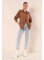 Bigdart 20153 Single Pocket Oversize Linen Shirt - Brown