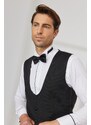 ALTINYILDIZ CLASSICS Men's Black Slim Fit Slim Fit U-neck Patterned Classic Vest