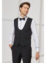 ALTINYILDIZ CLASSICS Men's Black Slim Fit Slim Fit U-neck Patterned Classic Vest