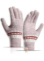 Camerazar Dámské zimní rukavice s nordickým vzorem, akrylová příze, fialové, univerzální velikost