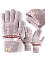 Camerazar Dámské zimní rukavice s nordickým vzorem, akrylová příze, fialové, univerzální velikost