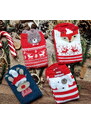 Camerazar Vánoční pruhované zimní ponožky pro psy, červená a bílá barva, materiál 70% bavlna - 27% polyester - 3% elastan, velikost 34-40