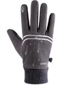 Camerazar Pánské zateplené dotykové rukavice pro venkovní sporty, šedá barva, nylon a guma, 25 cm x 10,5 cm